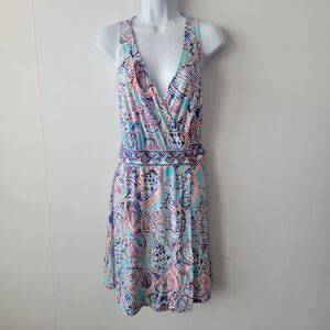 Lilly Pulitzer womens Bellina Wrap Dress size S Shell Me About It sleeveless